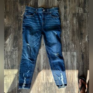 Maurices Dark Blue Distressed Ankle Jeans